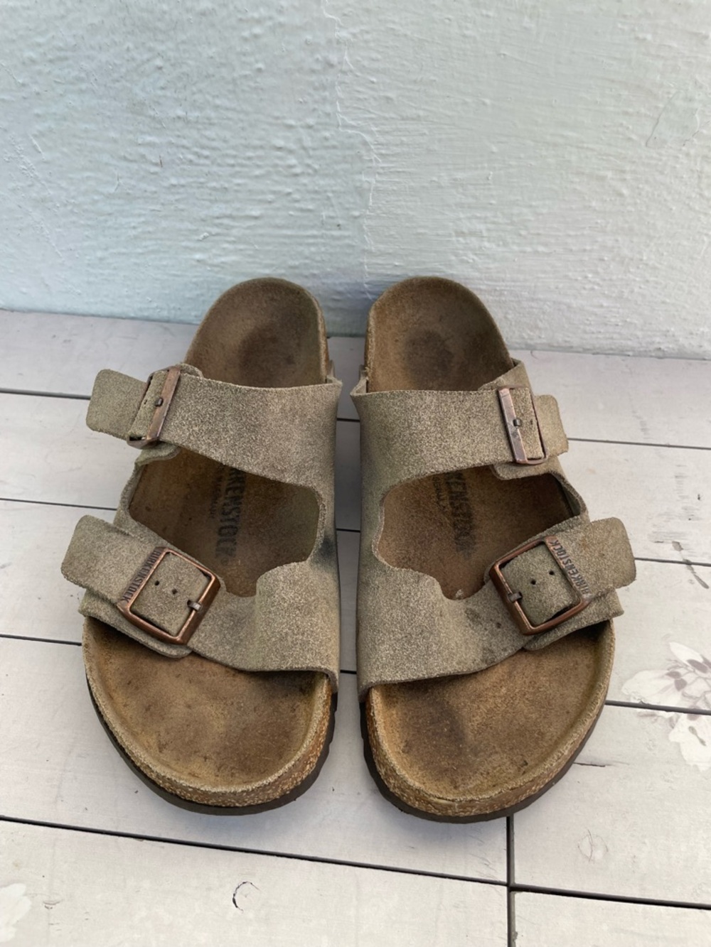 Birkenstock Men's Beige Suede Two-Strap Sandals